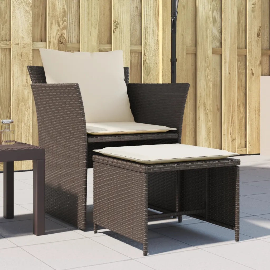 Sedia da Giardino con Poggiapiedi in Polyrattan Marrone CFW5891429