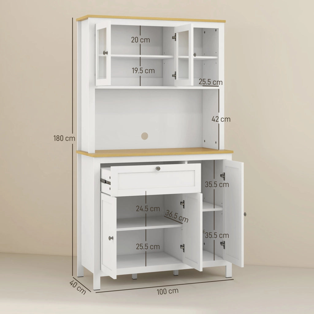 Credenza Dispensa Cucina Armadietti con Mensole Regolabili 100x40x180 cm Bianco