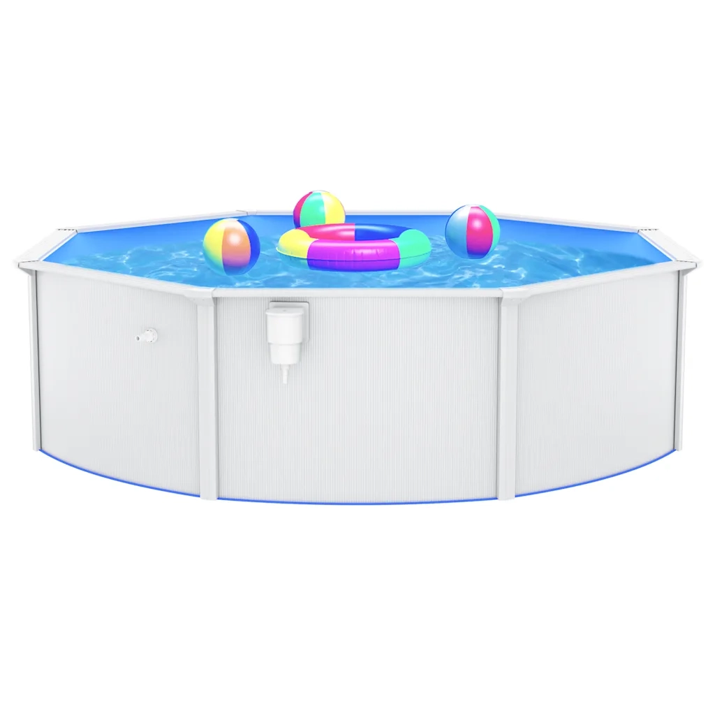 Piscina con Pareti in Acciaio Rotonda 460x120 cm Bianca