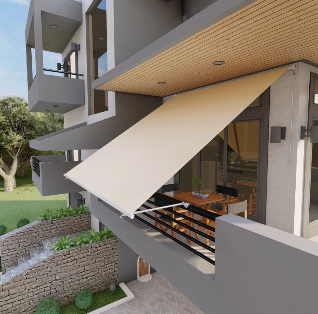 Tenda da sole a caduta con bracci per balcone terrazzo finestra 250cm Beige Golisa