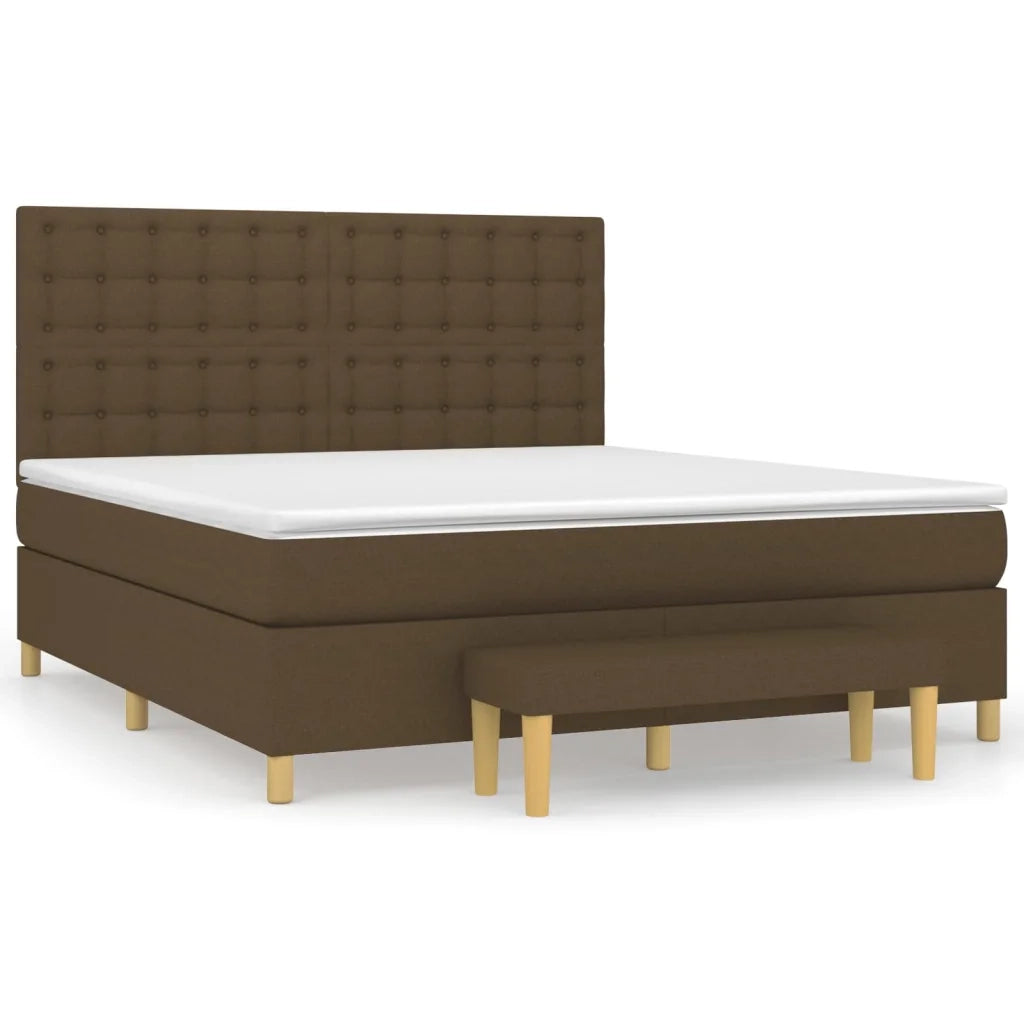 Giroletto a Molle con Materasso Marrone Scuro 160x200cm Tessuto