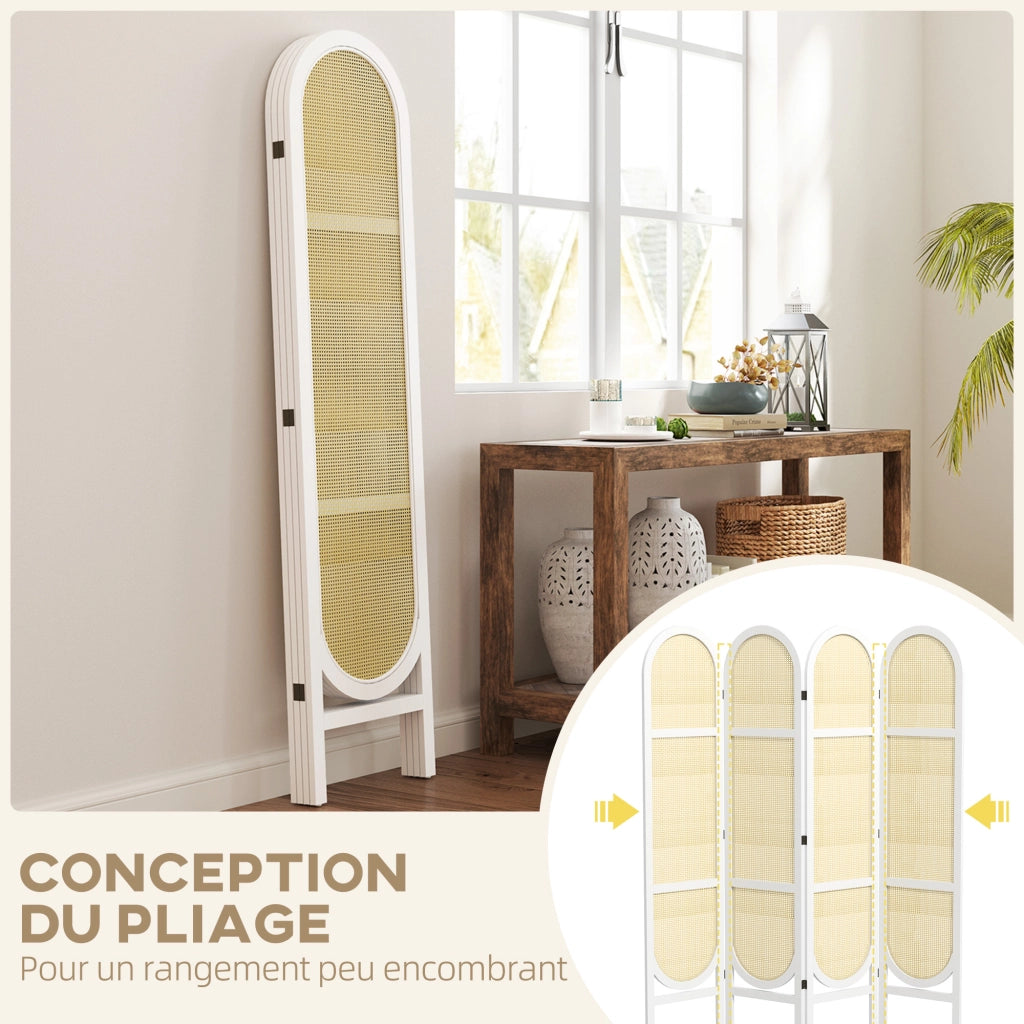 Paravent in legno 4 pannelli ¨C zephmum ¨C bianco 170x160 cm