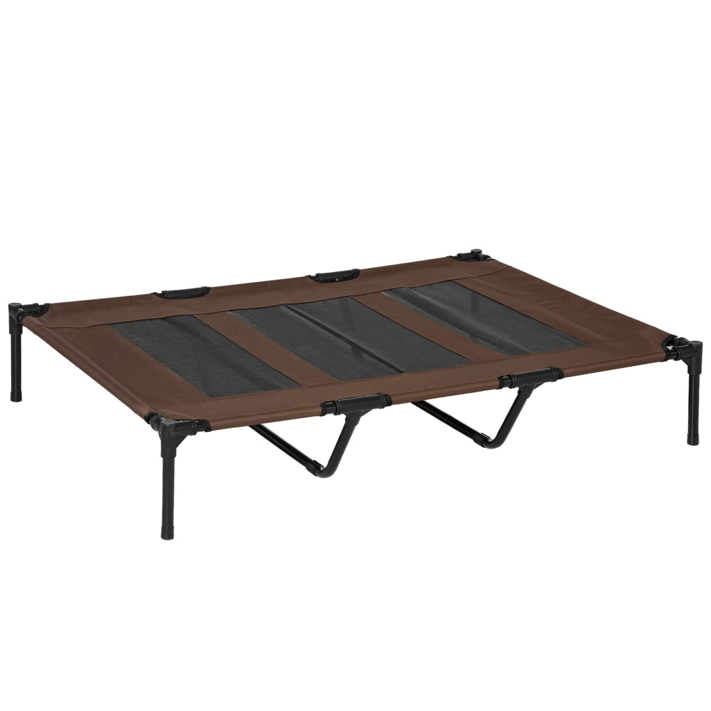 EasyComfort Lettino per Cani di Taglia Grande Fino a 50kg, Metallo e Tessuto Oxford, 122x92x23 cm, Marrone