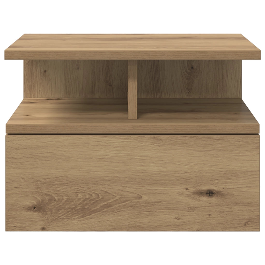 Comodino Flottante Rovere Artigianale 40x31x27 cm Legno Composto