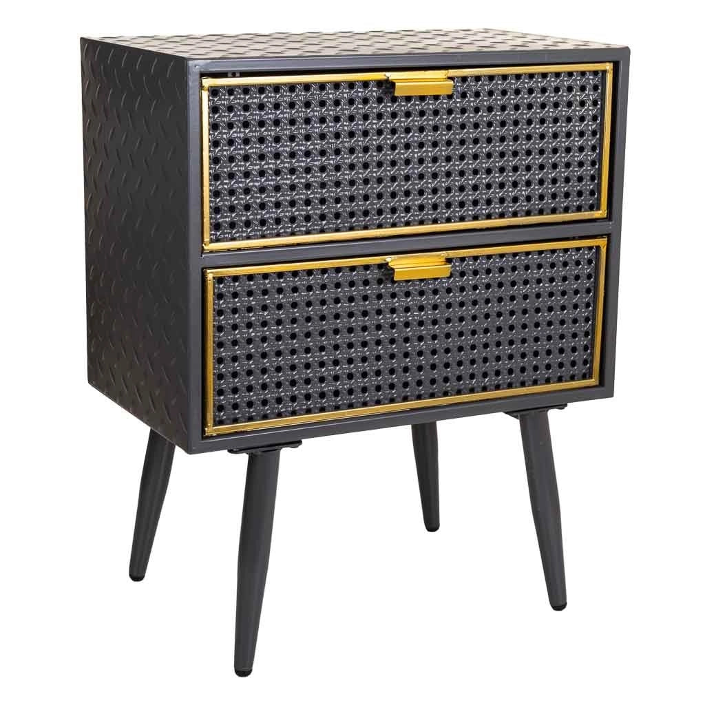 Comodino in metallo nero 50x30x62