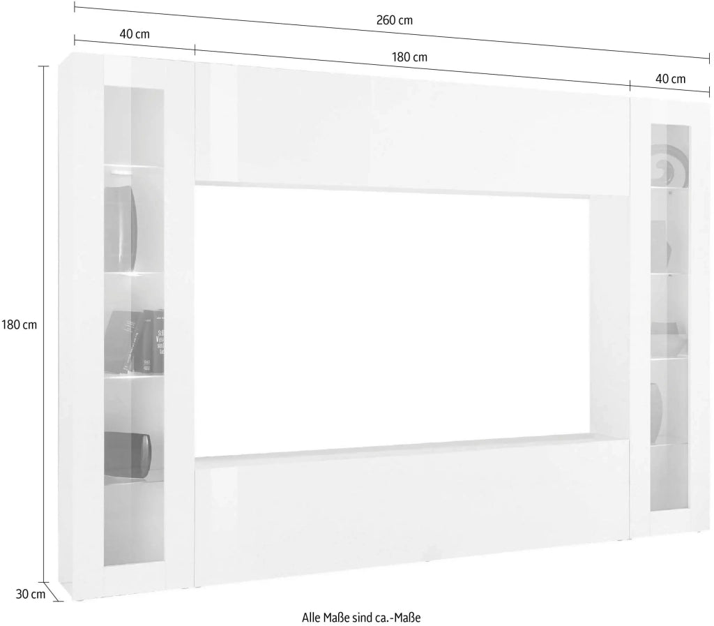 Parete attrezzata porta TV moderno pensile sospeso 2 vetrine Note Frame antracite