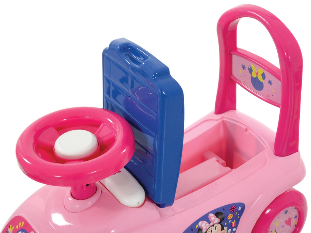 Macchina Cavalcabile per Bambini Volante Direzionabile Vano Contenitore e Telefono Disney Minnie Rosa