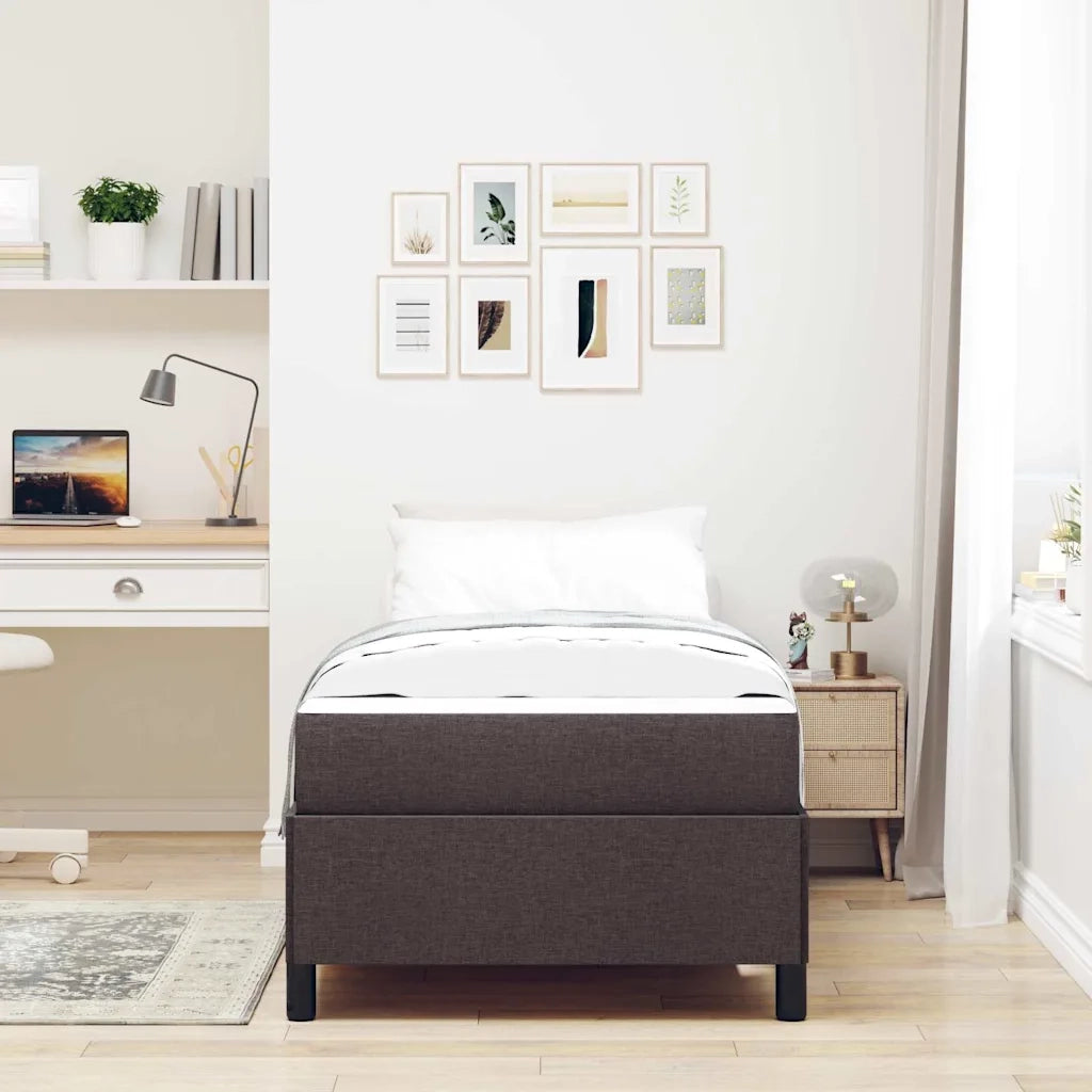 Letto a molle Marrone Scuro 90 x 200 cm Tessuto