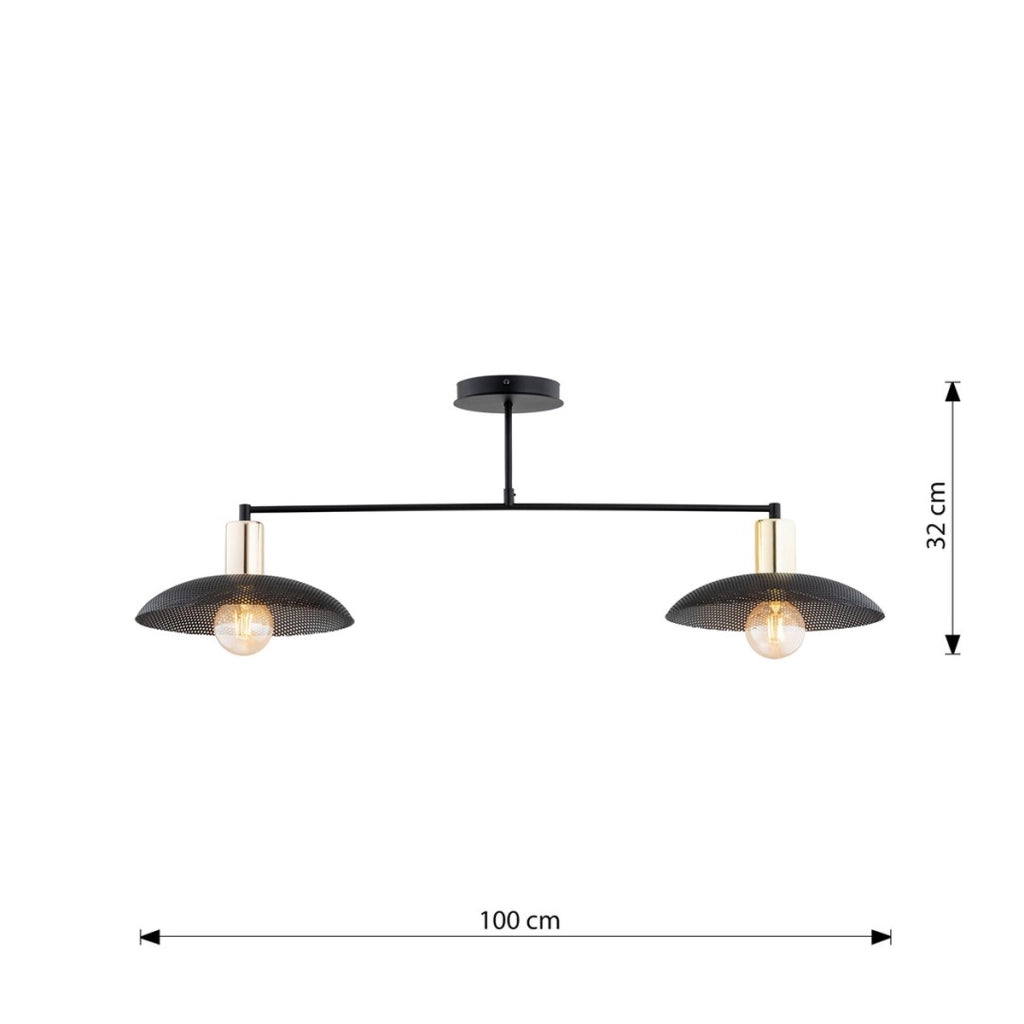 Lampada a sospensione SPIRIT in acciaio nero opaco e oro