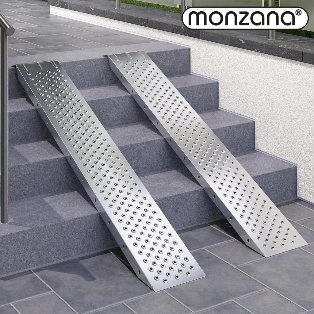 ® 2x Rampa di Carico Max. 400kg Acciaio Inox Zincato Galvanizzato Antiscivolo Pedane Trasporto Auto Moto Quad Scooter