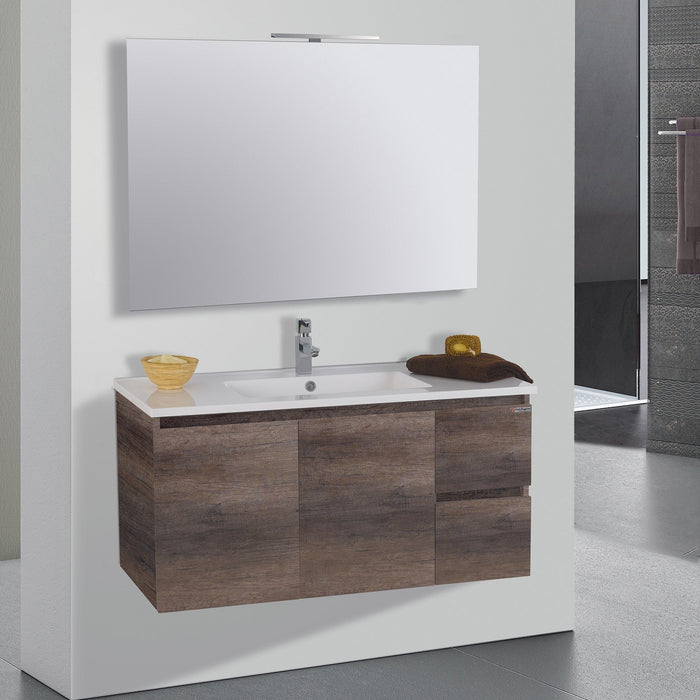 Mobile da Bagno Sospeso 100cm Mazzoni Maiorca Light 2+2 Grigio Frassinato