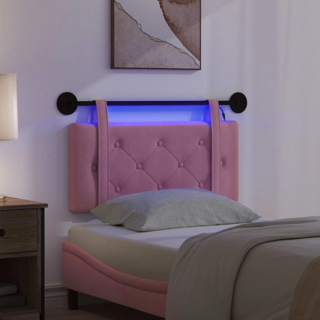 Testiera | Testata sospesa Con luce LED Rosa Velluto