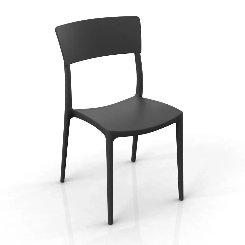 Set 4 Sedie in polipropilene Made in Italy ZEN, impilabile, resistente ai raggi UV, design moderno, ideale per sala da pranzo, cucina, sala d’attesa, bar, ristoranti o da esterno, colore Antracite