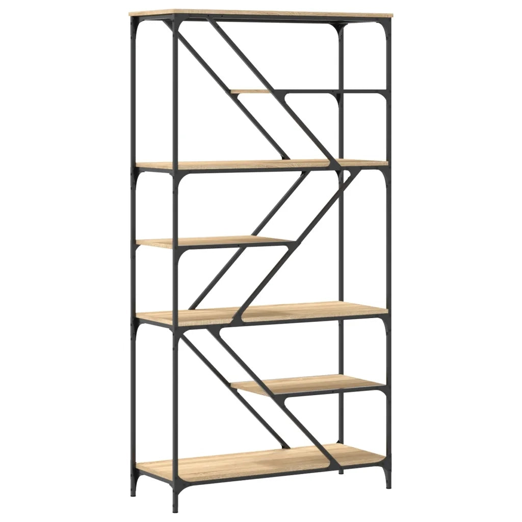 vidaXL Libreria Rovere Sonoma 91x36x176 cm Legno Multistrato e Acciaio