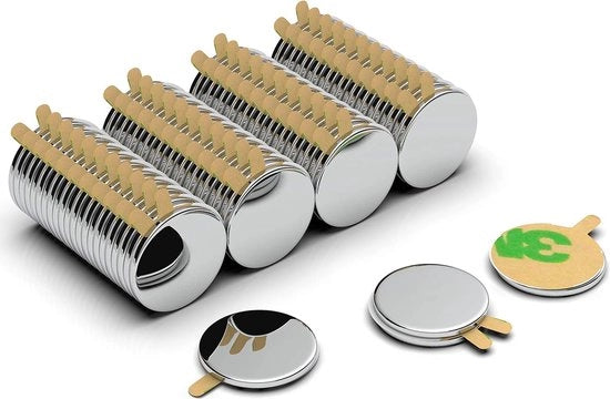 Set di 100 magneti neodymium N42, 8x1mm, rilievo posteriore autoadesivo, forti magneti autoadesivi - per decorazioni, arte, artigianato, miniature e altro.