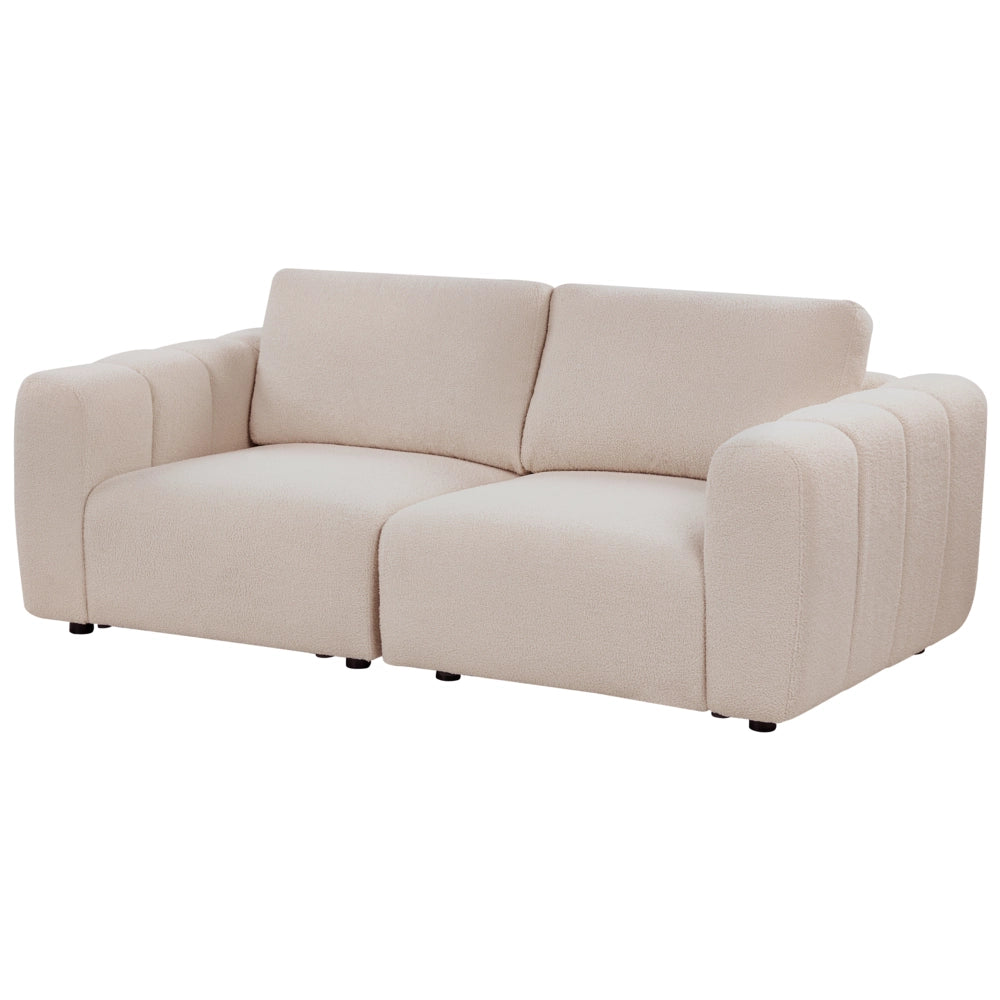 Divano modulare a 2 posti Divano componibile in bouclé beige in due sezioni Stile moderno e minimalista