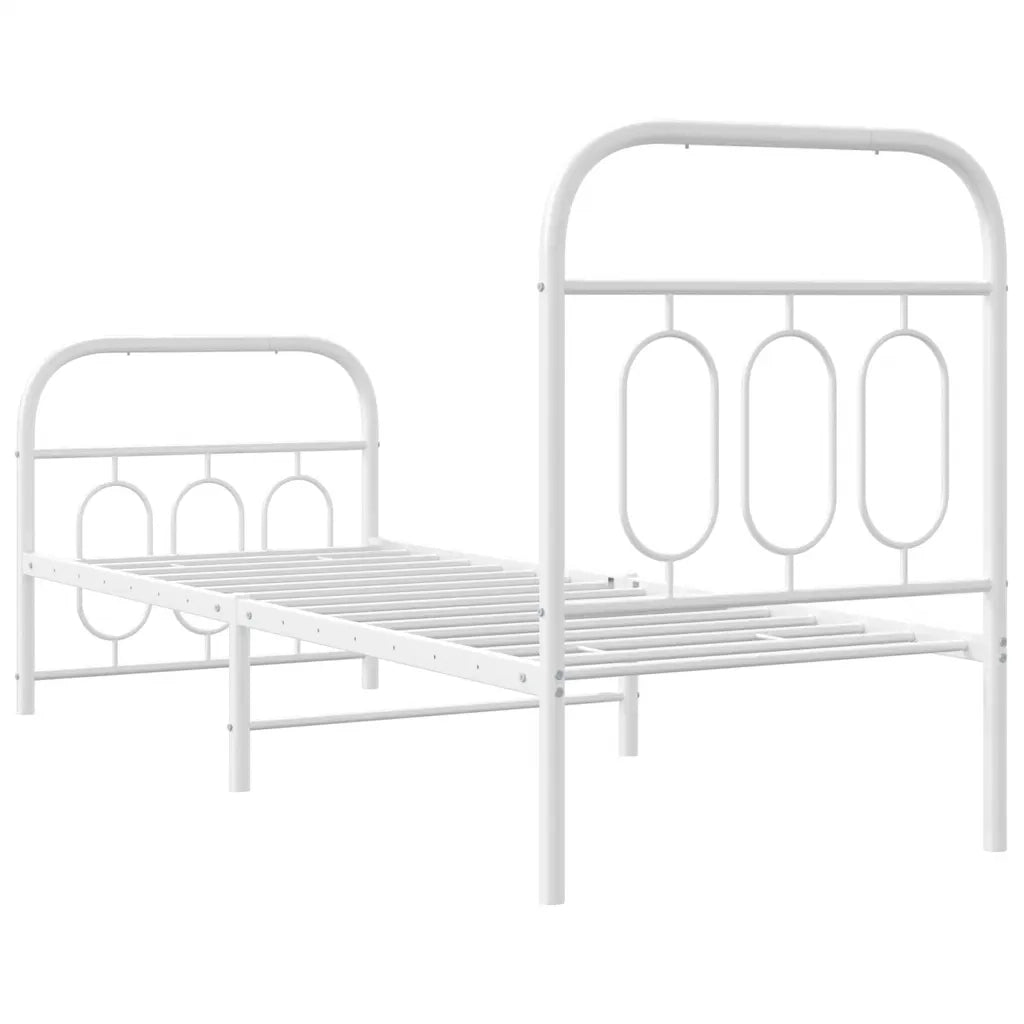 Giroletto con Testiera e Pediera-Struttura Letto Metallo Bianco 75x190 cm 992901