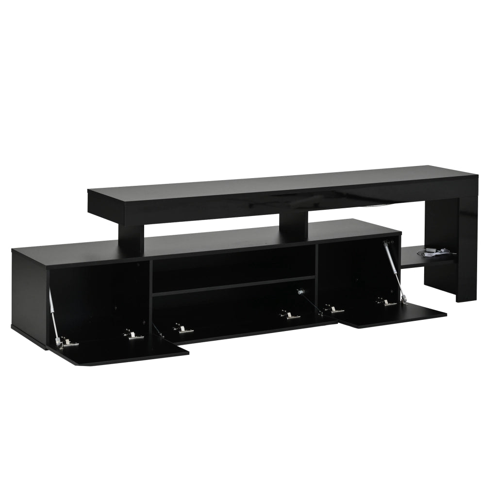 Mobile TV lucido, con illuminazione a LED, adatto a televisori da 85 pollici, 192 x 37 x 53 cm, nero