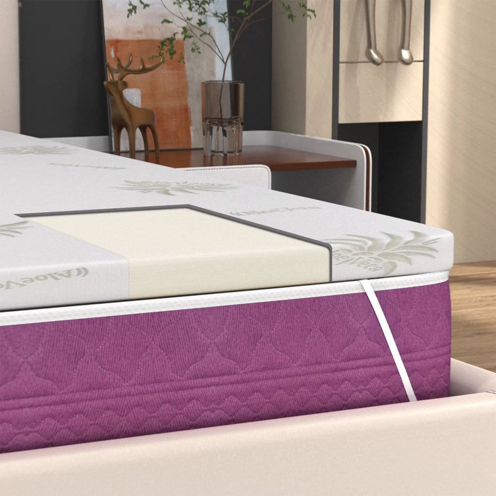 Topper  Memory Foam Sfoderabile 140x190 Alto 5 cm – Correttore per Materasso, con Rivestimento Aloe Vera, Traspirante e Ortopedico – Made in Italy – Coprimaterasso con 4 Angoli Elastici