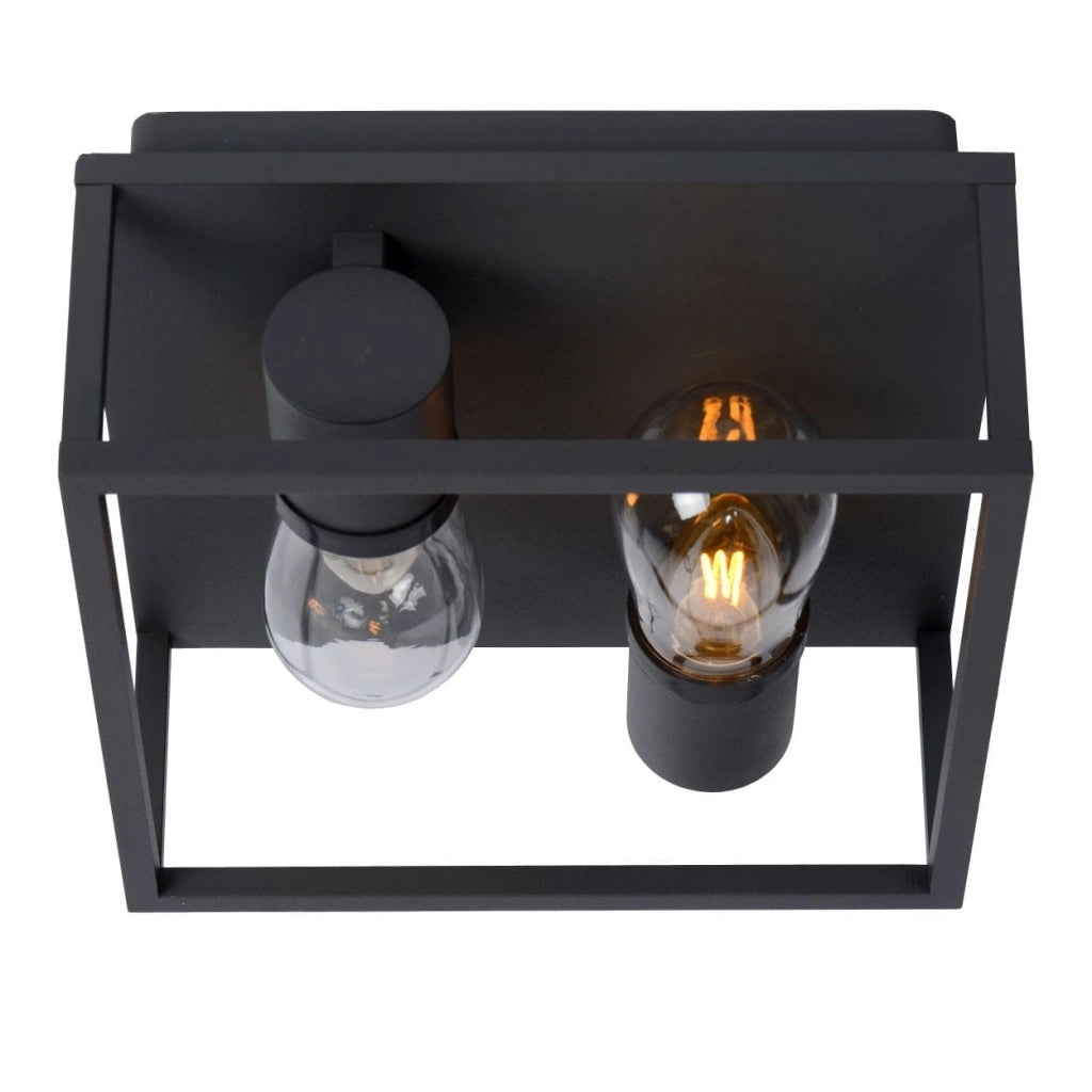 Plafoniera Lucide Carlyn nera alluminio 2xE14 IP54