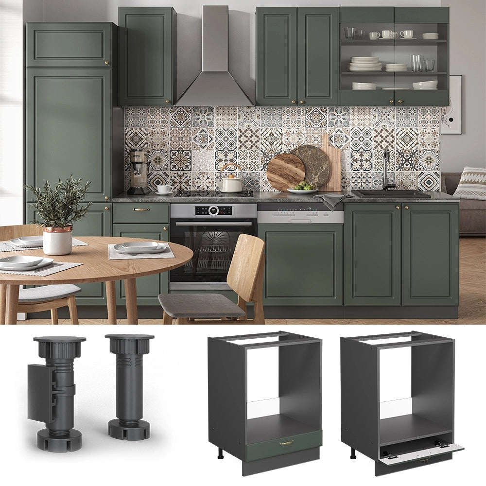 Mobile per forno da incasso Fame-Line Verde-oro rustico/Antracite 60 cm, PL Marmo Vicco