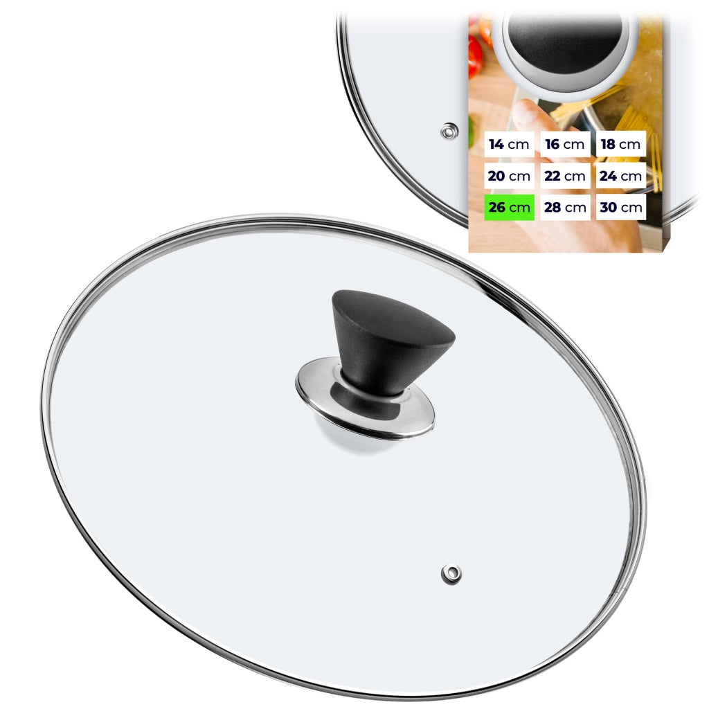 Coperchio in vetro KADAX per pentola/padella da 26 cm, universale e resistente al calore.