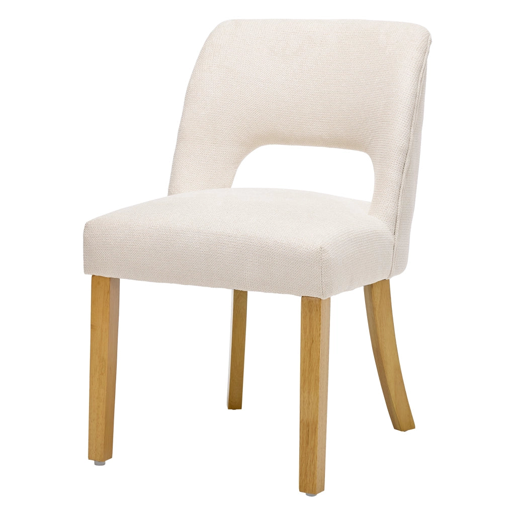 Sedie da Pranzo ¨C MINIMAL ¨C Tessuto Lino, Gambe in Legno Massello, Beige, Set 6 Pezzi