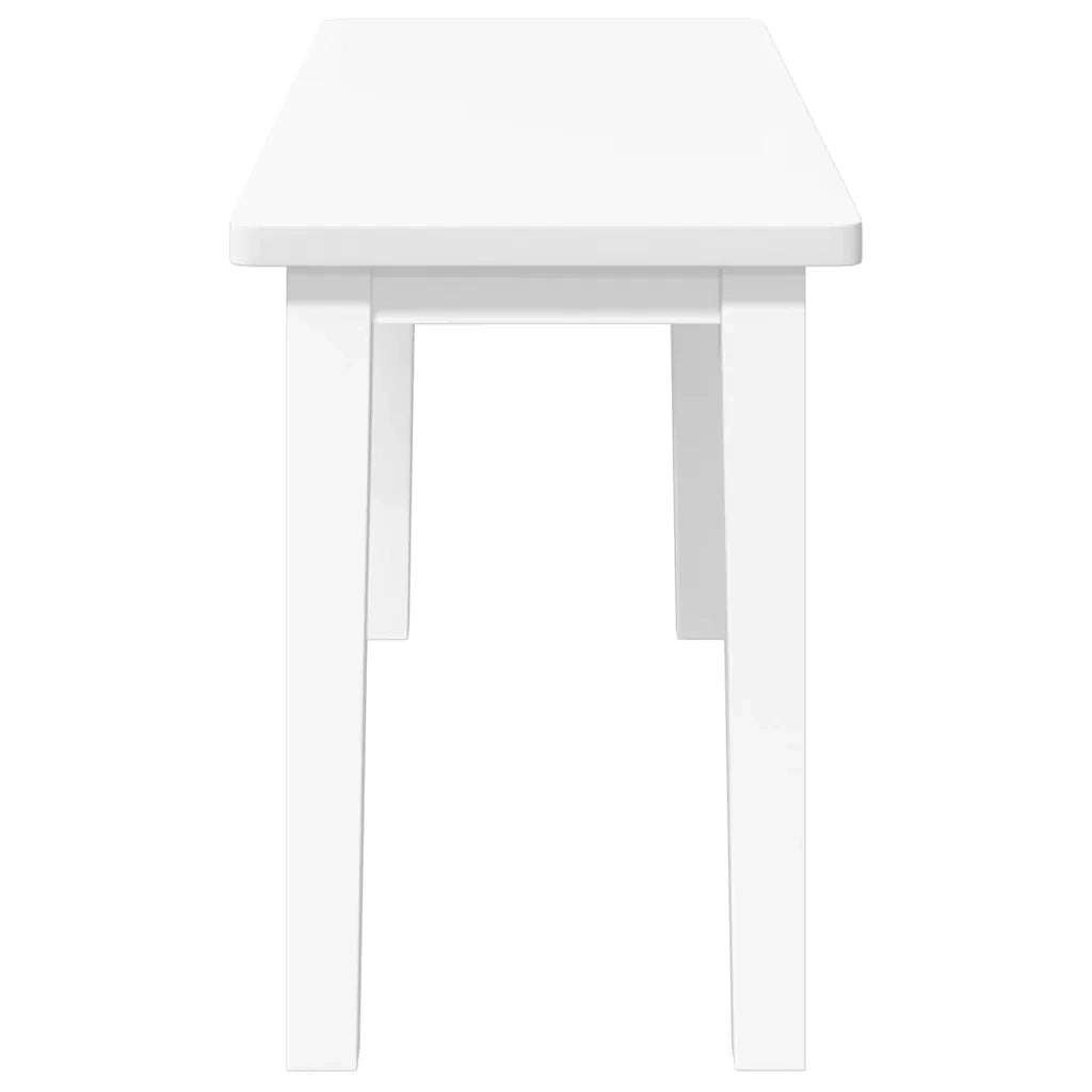Panca-Sgabello 90 cm Bianco in Legno Massello di Hevea 728490