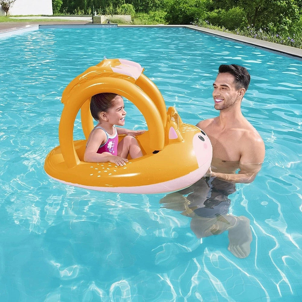 Trade Shop - Canotto Canottino Volpe Gonfiabile Bambini Con Parasole Mare Piscina 85x58cm 34168 -
