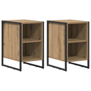 Set di 2 Comodini | Armadio da Notte | Mobiletto da notte Rovere Artigianale 39.5 x 30 x 50 cm