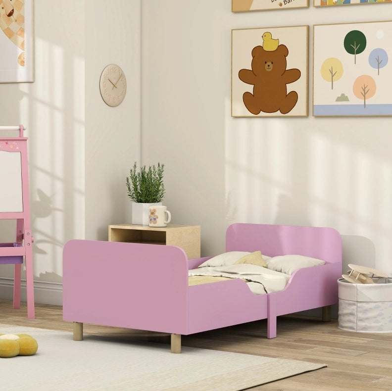 Letto per bambini con sponde in MDF e legno; rosa