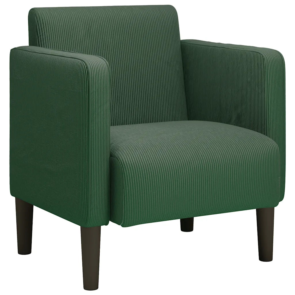 Divano Sedia con Braccioli Verde Scuro 54 cm Tessuto a Coste 4100520