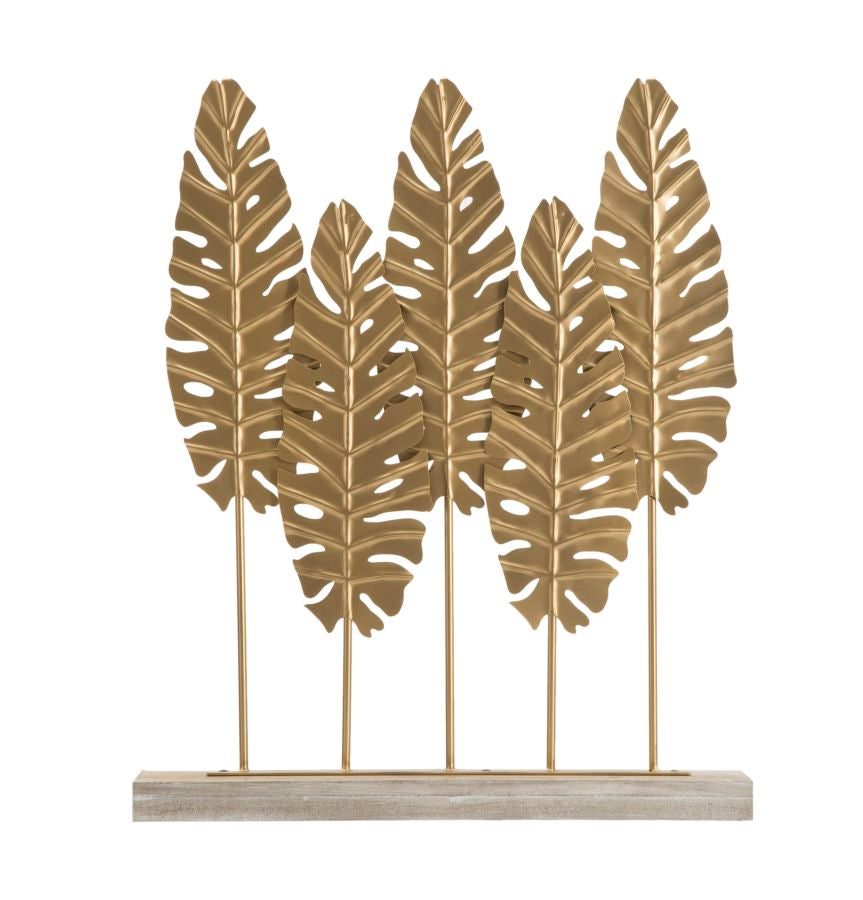 Scultura Long Leaf 47x10x57,5 cm in Ferro e MDF Oro