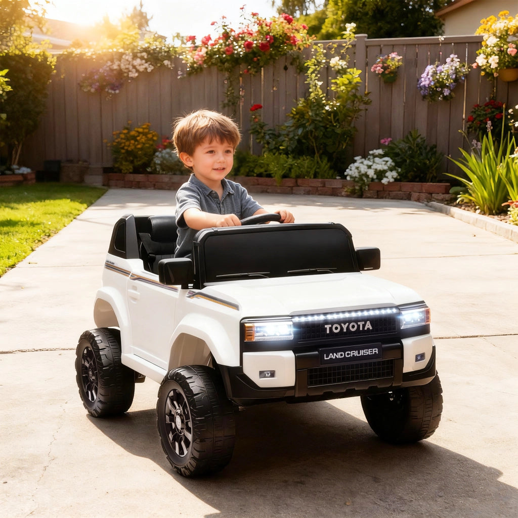 Auto Elettrica per Bambini TOYOTA Land Cruiser 12V con Telecomando, Et¨¤ 3-6 Anni, Bianco