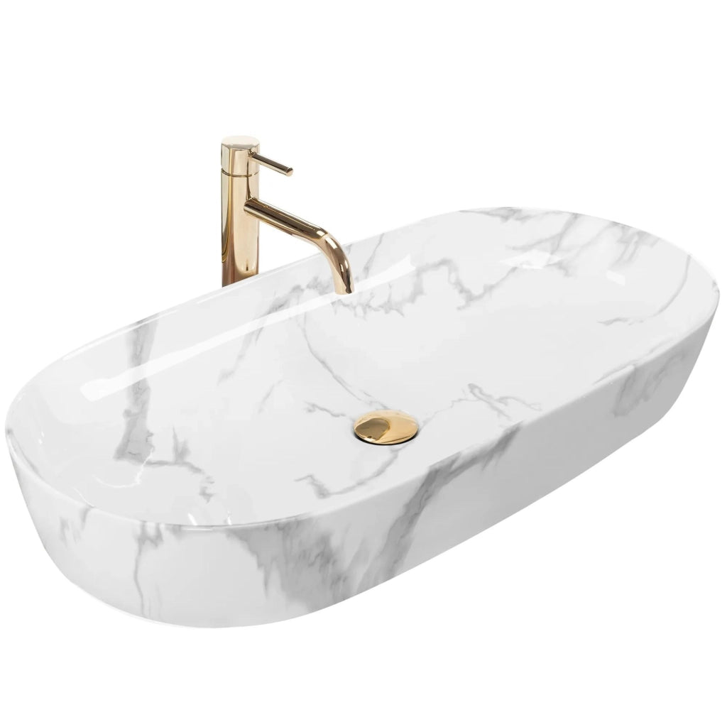 Lavabo Da Appoggio Rea Cleo 81 Shiny Marmo