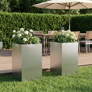 Vaso da giardino 2 pz Argento 40 x 40 x 50 cm Acciaio Inox 8005367