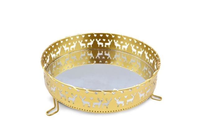 Vassoio Decorativo Centrotavolo Gold con Specchio 26 cm