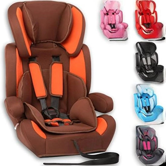 Seggiolino per Auto - Sedia per Bambini con Altezza Regolabile - Sedia per Bambini con Funzione di Altezza - Cuoio Marrone/Arancione