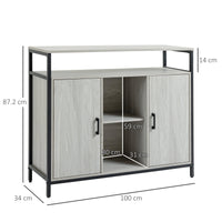 Credenza 2 Ante 5 Ripiani 100x34x87,2 cm in Legno Grigio