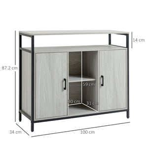 Credenza 2 Ante 5 Ripiani 100x34x87,2 cm in Legno Grigio