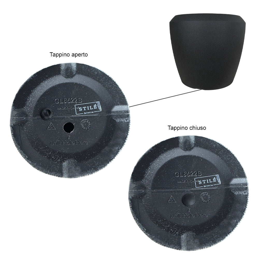 Vaso in plastica HDPE poliresina alta densità per piante Conchino Nero h 48,4