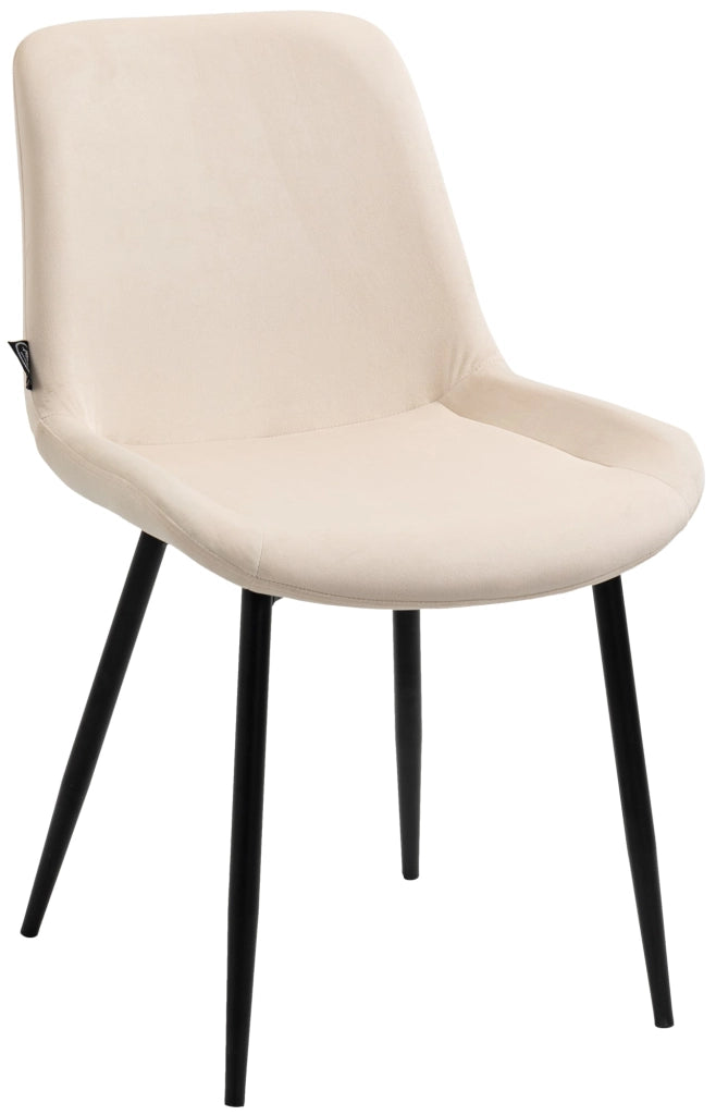 Set di 4 sedie da pranzo Victoria in velluto crema
