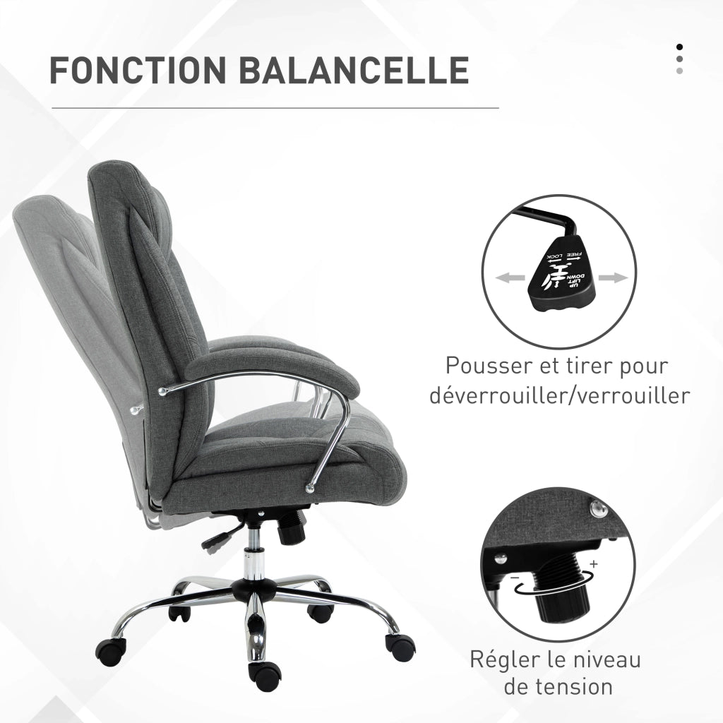 Sedia da ufficio ergonomica ¨C zephmum ¨C regolabile in altezza schienale alto basculante 65x78x118 cm grigio