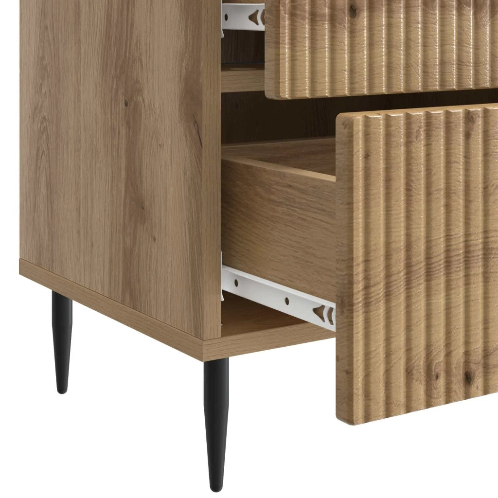 Set di 2 Comodini | Armadio da Notte | Mobiletto da notte Rovere Artigianale 43 x 34,5 x 47,5 cm