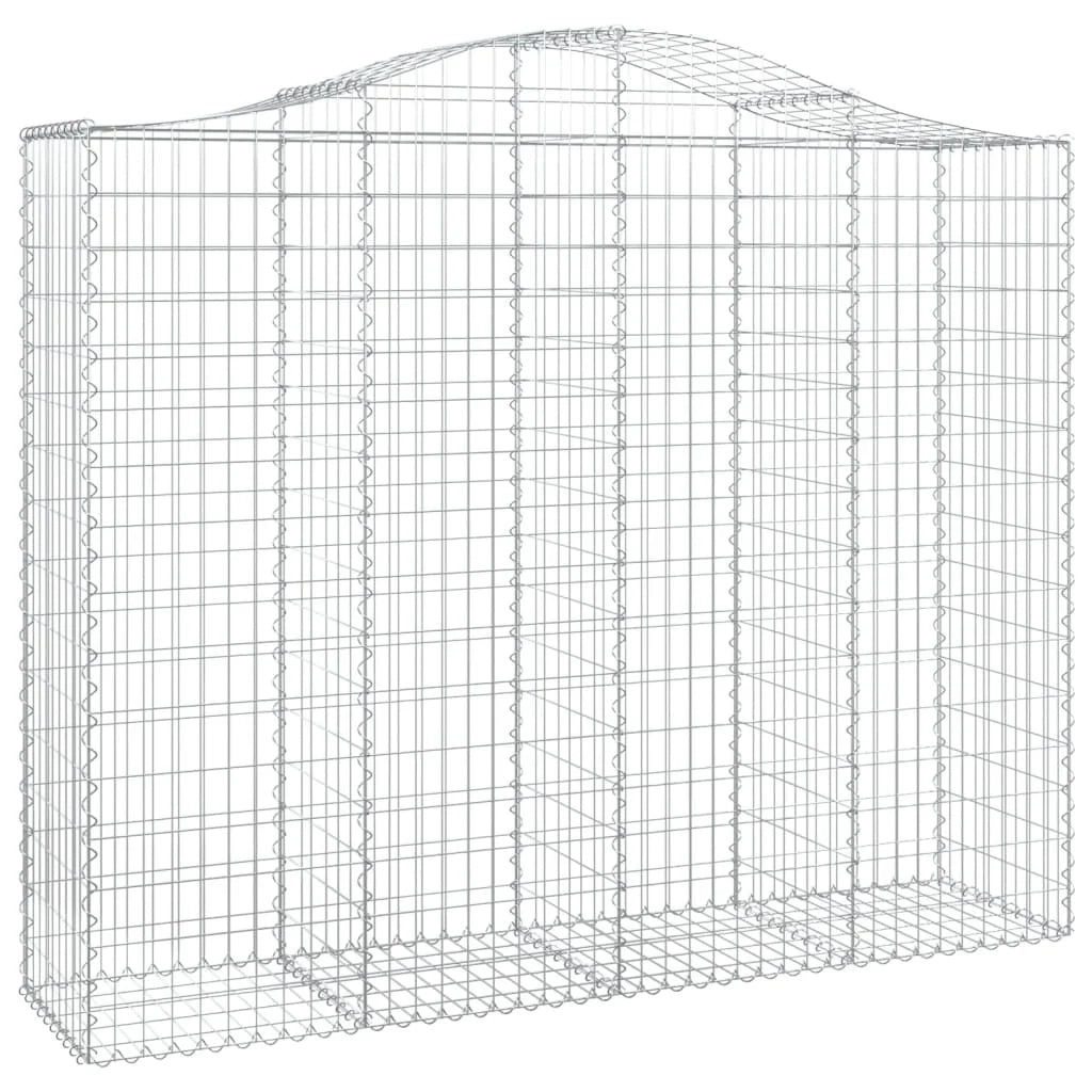 Cestini gabbioni recinzione a gabbia muro di contenimento ad arco 3 pezzi 200 x 50 x 160/180 cm ferro zincato argento 02_0040750