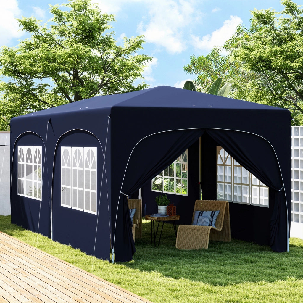 Gazebo pieghevole 3x6 m con pannelli laterali UPF50+ ¨C zephmum ¨C blu scuro