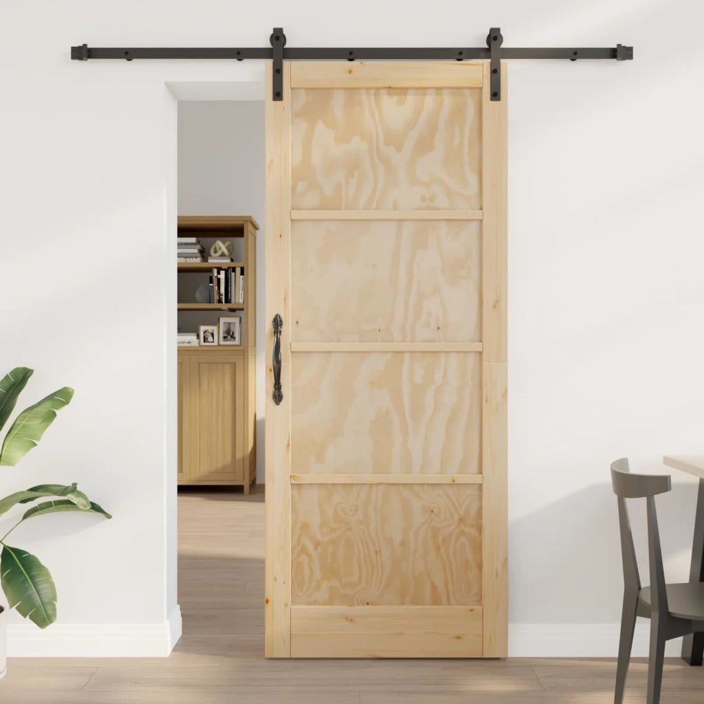 Porta scorrevole Naturale e Nero 86 x 211 cm