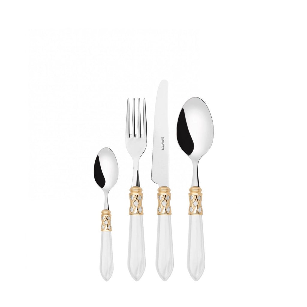 ALADDIN Ghiera Dorata, Posate Set 24 pz, Scatola Legno Wengè,