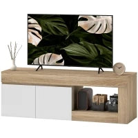 Mobile Porta TV 60" con Armadietto 2 Ante e Ripiano Aperto, 140x40x48 cm, Legno Naturale
