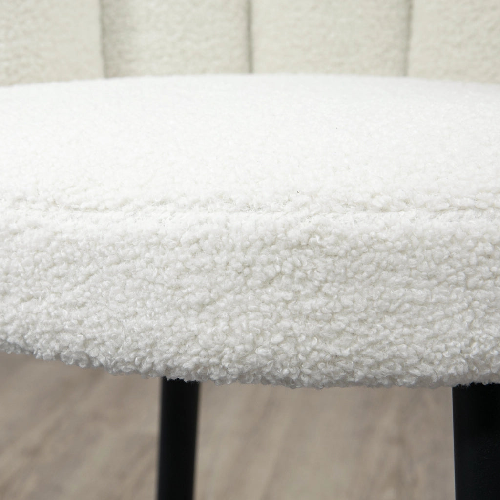 EasyComfort Set 2 Sgabelli Alti imbottiti con Poggiapiedi Regolabile Moderno da Cucina Pz in Poliestere, Acciaio e Gommapiuma, Bianco crema